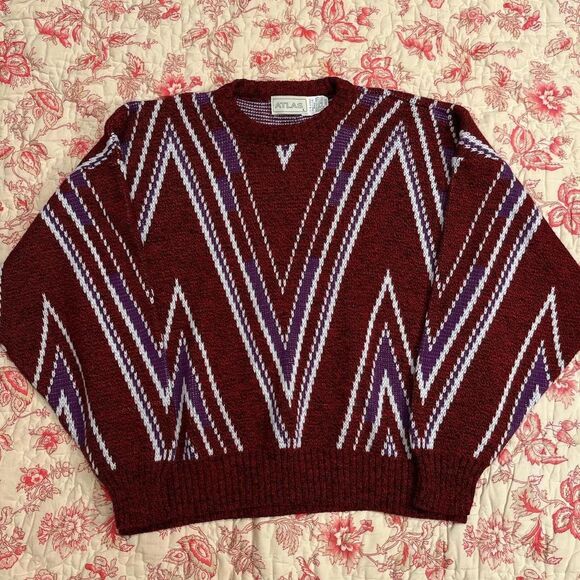 Other - Beautiful Vintage 90s ATLAS super soft not itchy at all Purple and Red sweater